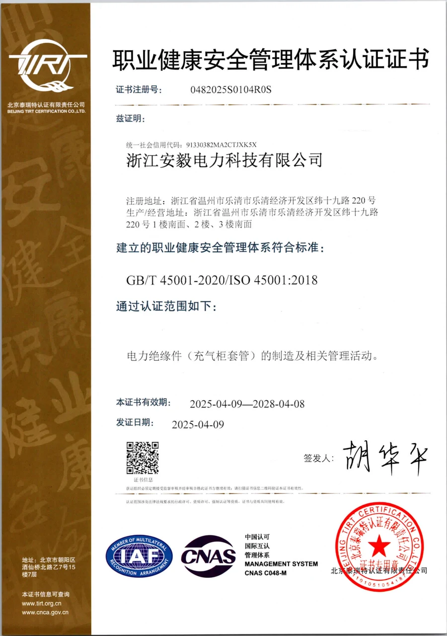 ISO 45001 occupational health and safety certificate thumbnail