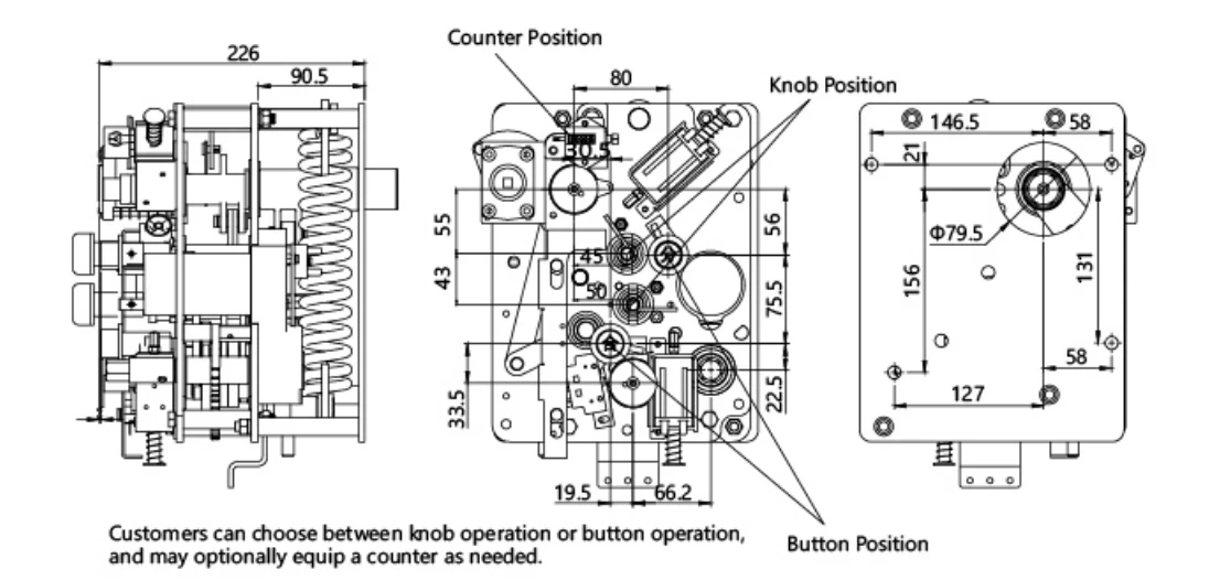 Spring circuit-breaker mechanism reference drawing