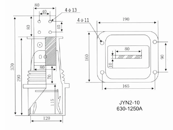 Captured source drawing reference for 630 1250a insulating contact box with epoxy