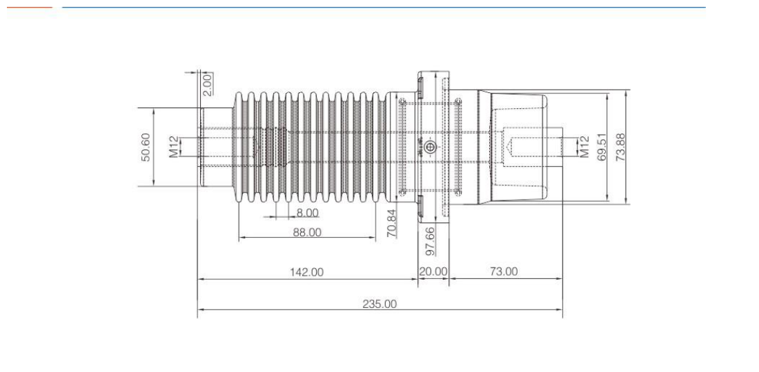 12KV 630A RMU GIS Epoxy Resin Bushing engineering drawing from the selection manual