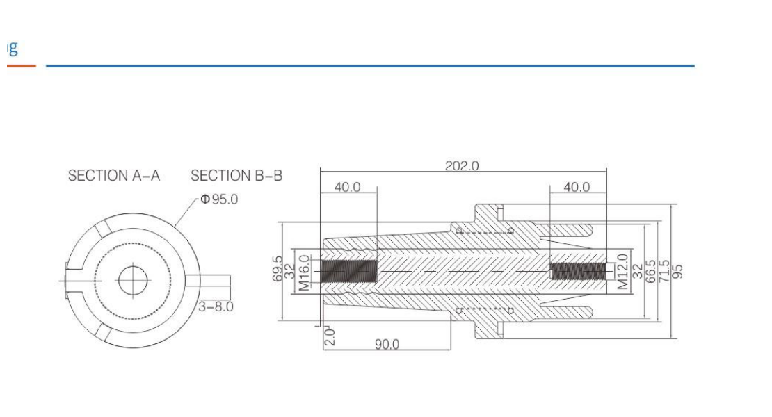 202 GIS Epoxy Resin Bushing engineering drawing from the selection manual
