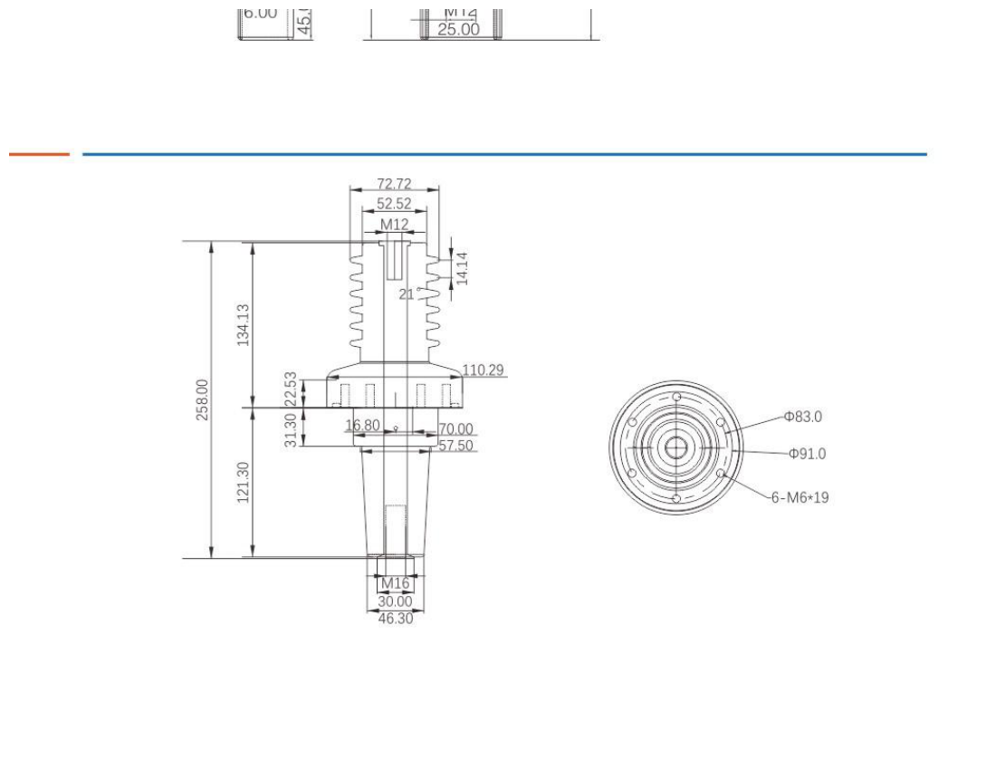 258 Epoxy Resin Bushing Bottom Exit Type engineering drawing from the selection manual
