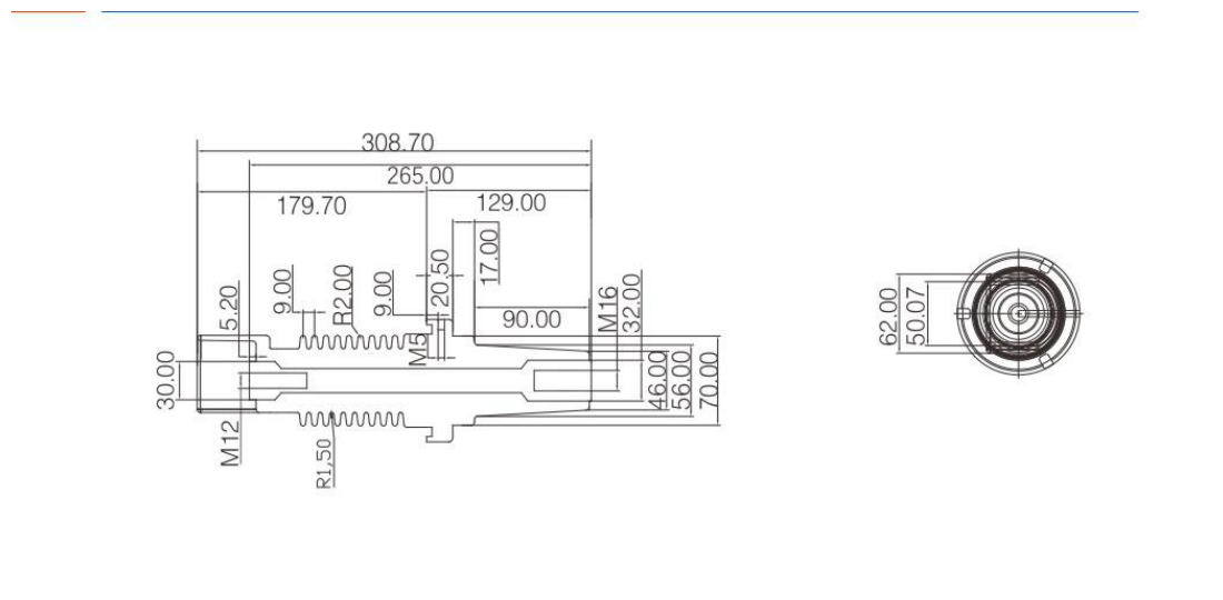 265 Eco-friendly Switchgear Epoxy Resin Bushing engineering drawing from the selection manual