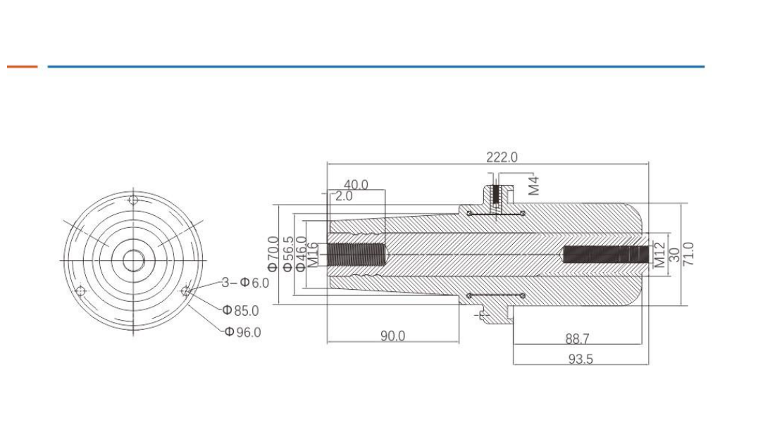 35KV 1250A Type-C Insulated Bushing engineering drawing from the selection manual