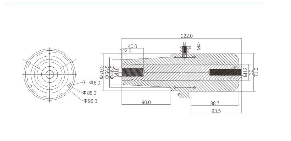 35KV 630A Type-C Epoxy Resin Bushing engineering drawing from the selection manual