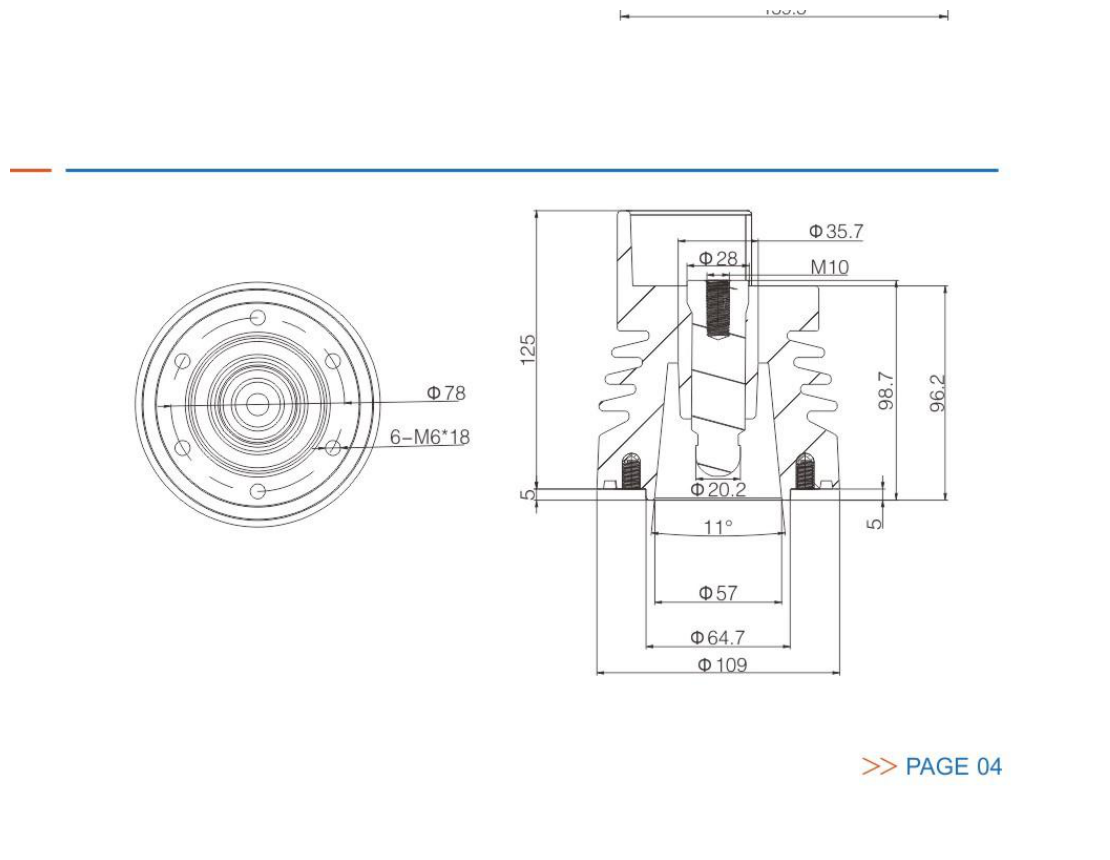 Tower Type Side Expension Bushing engineering drawing from the selection manual