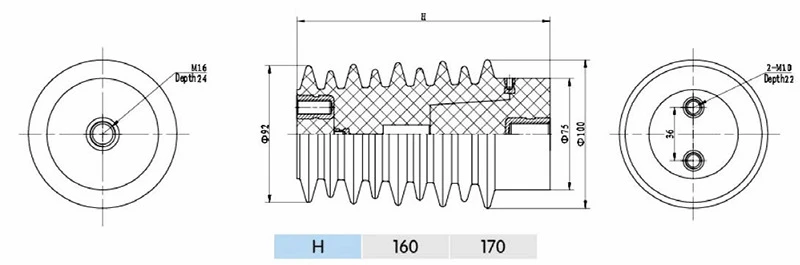Captured source drawing reference for indoor high voltage insulator