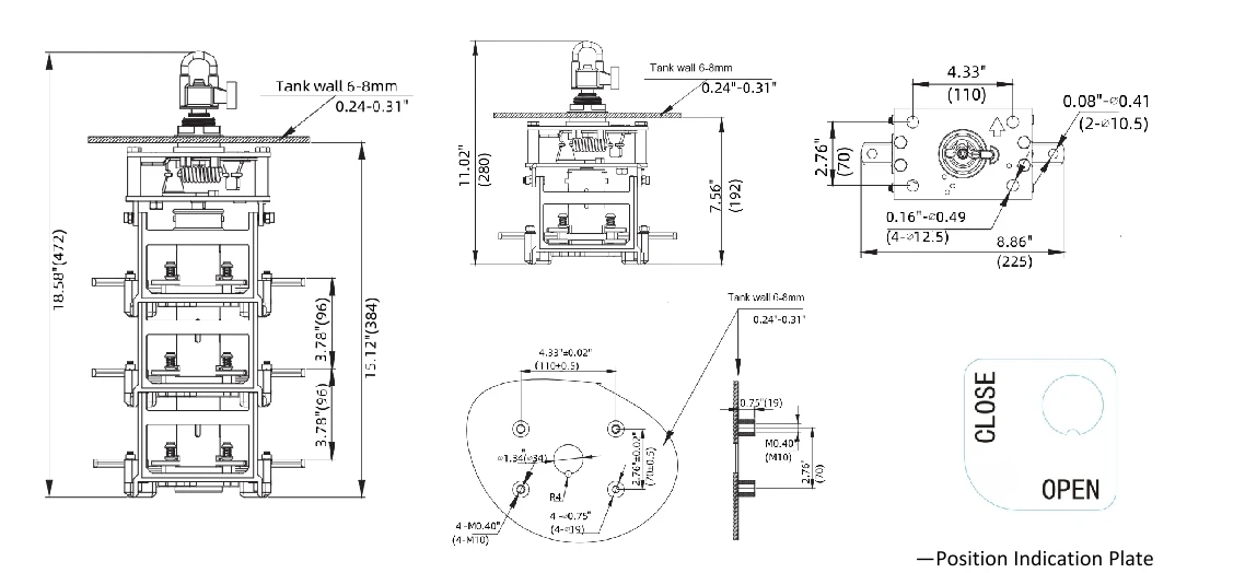 Suvell official dimension or drawing for BFYI-25KV630A-P Three-Phase Side-Operation Loadbreak Switch