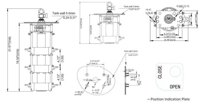 Suvell official dimension or drawing for BYFI-40.5KV630A-L Three-Phase Lock Type Loadbreak Switch