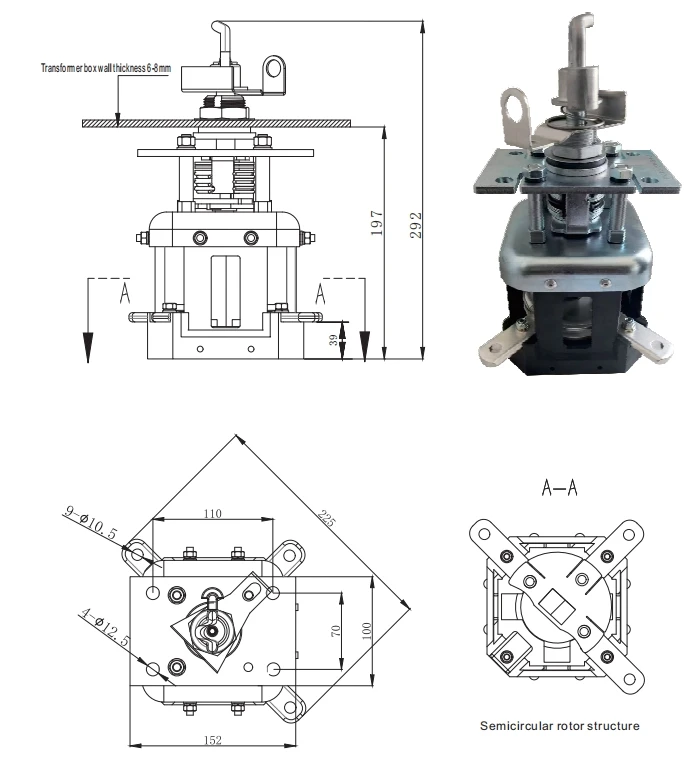 Suvell official dimension or drawing for FYN33-25KV630A-25-MBB Three-Phase Loadbreak Switch