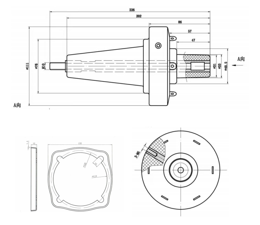 Distribution transformer plug-in epoxy bushing engineering drawing