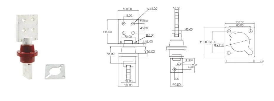 1.2 kV 3000 A epoxy bushing engineering drawing