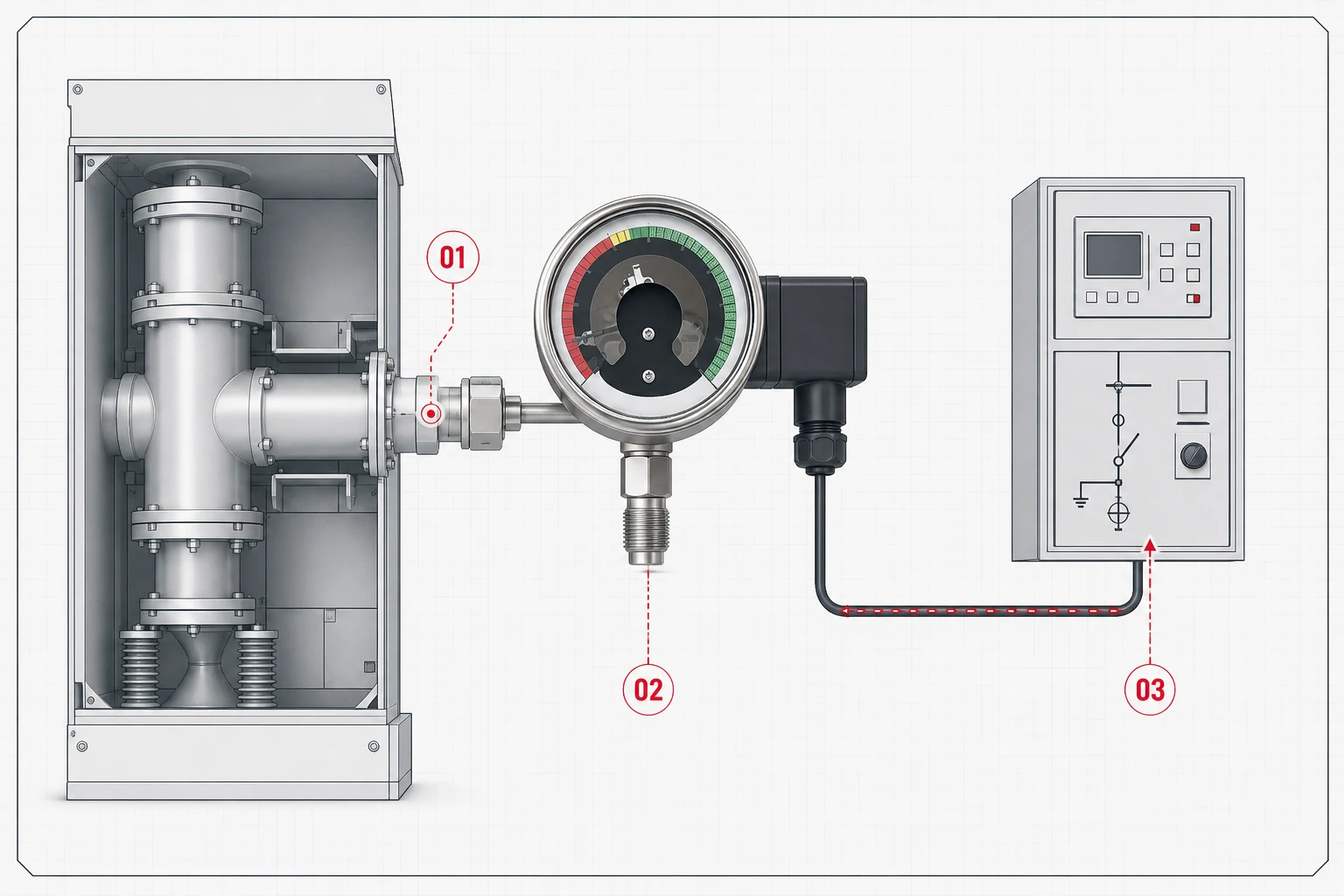 GIS and RMU SF6 gas density monitor interface diagram