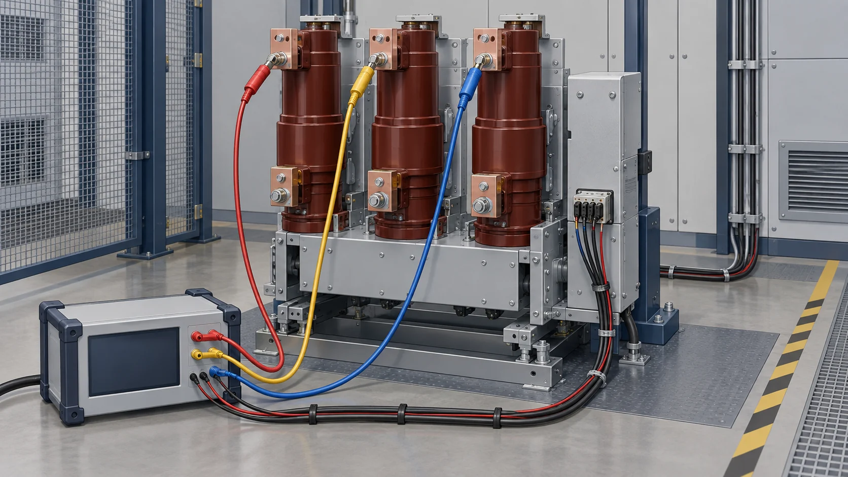 Illustrative offline test connections on a generic vacuum circuit breaker