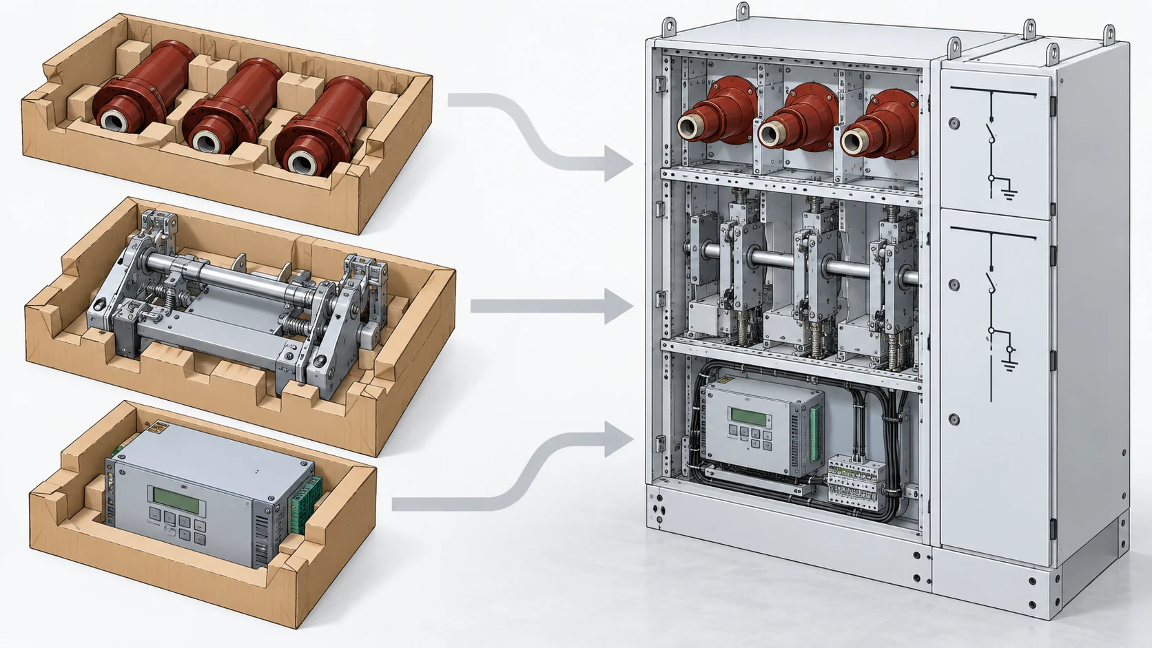 RMU component identification and procurement handover illustration.